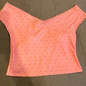 Kortni Jean medium OTS pink hearts swim top